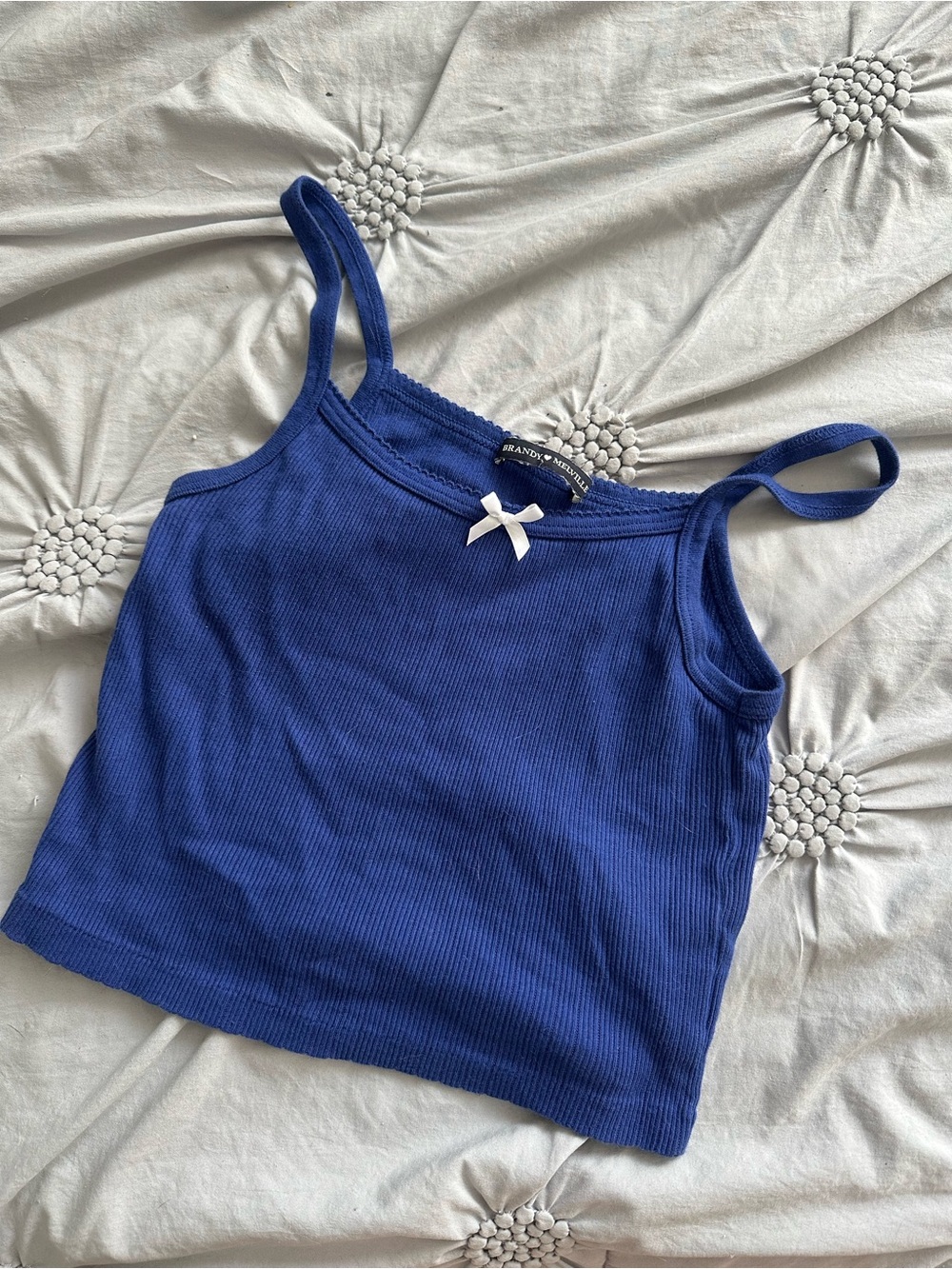 Brandy Melville Cobalt Blue Ribbed Camisole with Bow